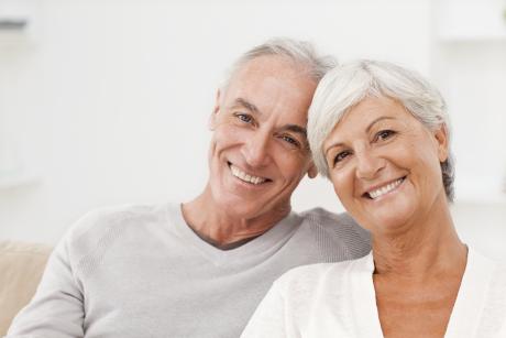 Elderly couple smiling