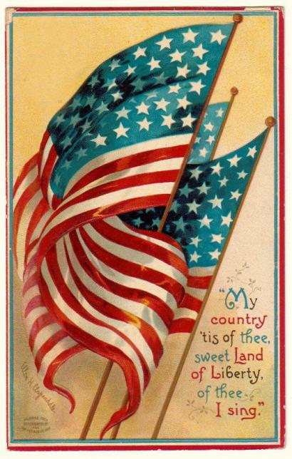 Vintage Postcard of American Flag